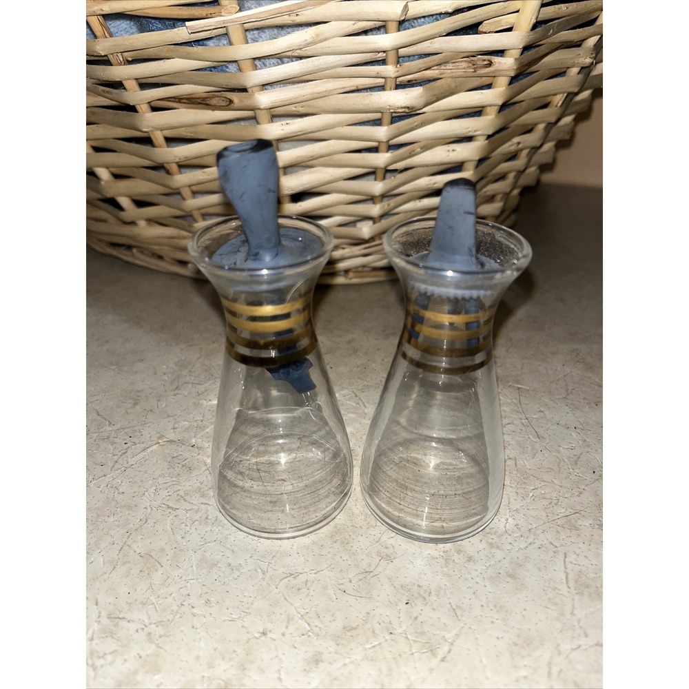 Pyrex Salt/Pepper Shakers Gold Bands, Vintage